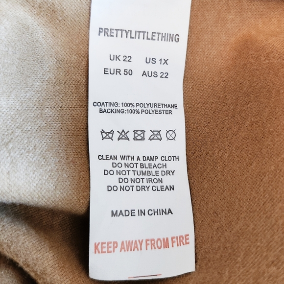 PrettyLittleThing NWT PU Brown Oversized Shirt Jacket Plus Size 1X Fall Casual - Picture 5 of 8